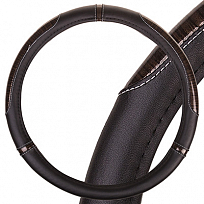 Оплетка SKYWAY Wood-10 M (370-390мм) Черная экокожа /10шт